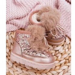 FRROCK Bottes De Neige Enfant Avec Fourrure Champagne Minnie Mouse Rose