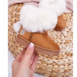 FRROCK Bottes De Neige Pour Enfants Avec Fourrure Camel Kiks Brun