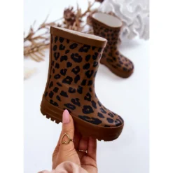 FRROCK Bottes En Caoutchouc Marron Pour Enfants Avec Imprimé Léopard Nanny Brun Le Noir