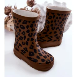 FRROCK Bottes En Caoutchouc Marron Pour Enfants Avec Imprimé Léopard Nanny Brun Le Noir -Lumière Écarlate Bottes frrock bottes en caoutchouc marron pour enfants avec imprime leopard nanny brun le noir 3 2000x2000 1