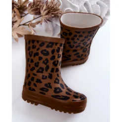FRROCK Bottes En Caoutchouc Marron Pour Enfants Avec Imprimé Léopard Nanny Brun Le Noir -Lumière Écarlate Bottes frrock bottes en caoutchouc marron pour enfants avec imprime leopard nanny brun le noir 4 2000x2000 1