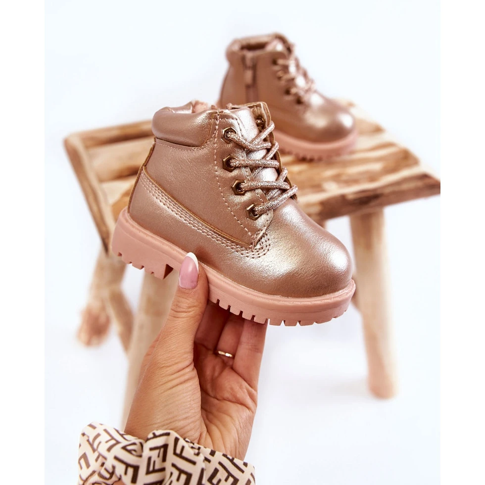 FRROCK Bottes Trappeurs Enfant Or Rose Dexter 3 FRROCK Bottes Trappeurs Enfant Or Rose Dexter – Image 3