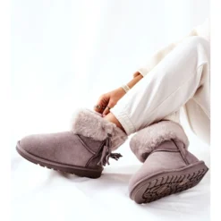 FS1 Mukluki Bottes De Neige Chaudes Fringe Gris Sorella