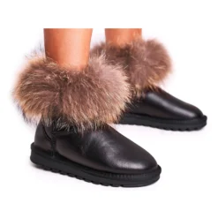 HAN Bottes De Neige Femme En Cuir Avec Fourrure Black Snow Fox Le Noir -Lumière Écarlate Bottes han bottes de neige femme en cuir avec fourrure black snow fox le noir 11 2000x2000 1