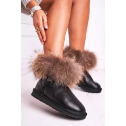 HAN Bottes De Neige Femme En Cuir Avec Fourrure Black Snow Fox Le Noir -Lumière Écarlate Bottes han bottes de neige femme en cuir avec fourrure black snow fox le noir 5 2000x2000 1