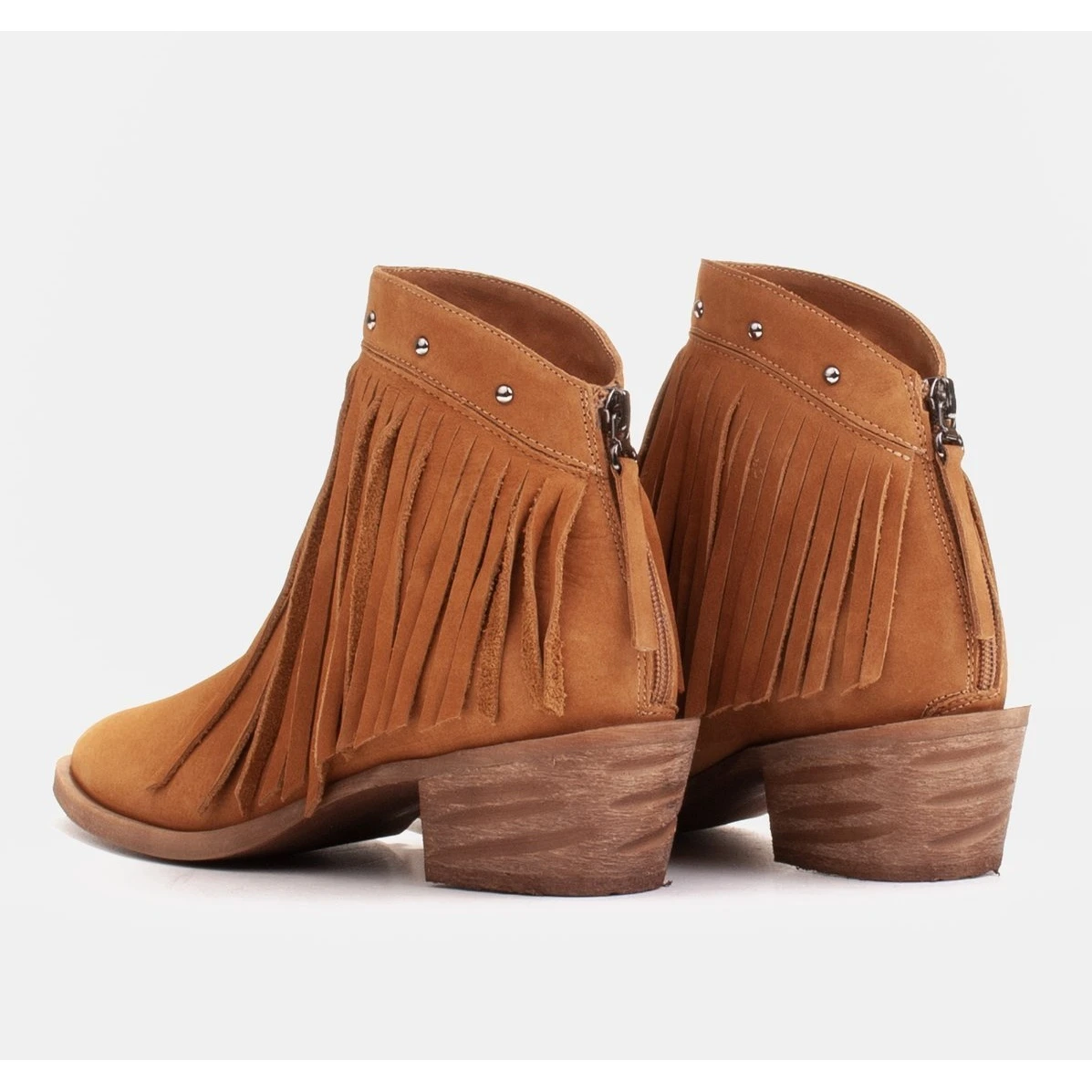 Marco Shoes Bottes De Cowboy Marron Clair En Daim Naturel Avec Franges Orange 3 Marco Shoes Bottes De Cowboy Marron Clair En Daim Naturel Avec Franges Orange – Image 3
