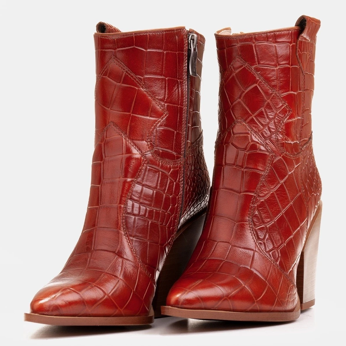 Marco Shoes Bottes De Cowboy Pour Femmes En Cuir Naturel Avec Gaufrage Brun 6 Marco Shoes Bottes De Cowboy Pour Femmes En Cuir Naturel Avec Gaufrage Brun – Image 6