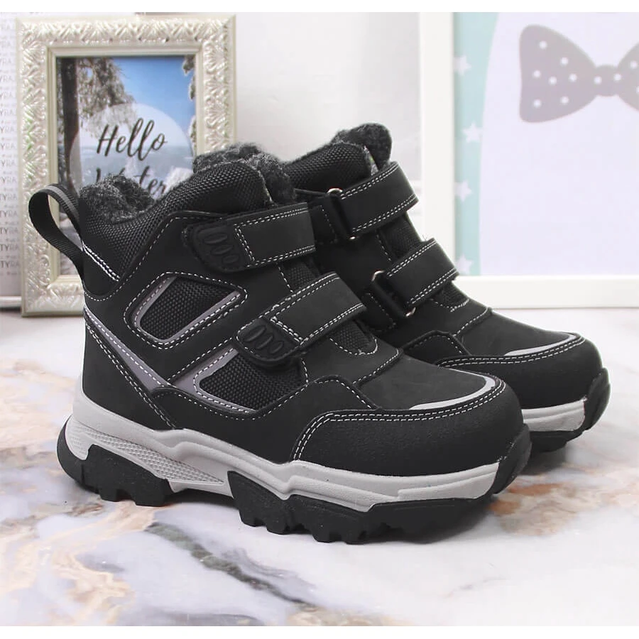 News Bottes D'hiver Pour Garçons, Isolées Avec De La Laine De Mouton, Noires Le Noir 2 News Bottes D'hiver Pour Garçons, Isolées Avec De La Laine De Mouton, Noires Le Noir – Image 2