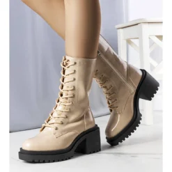 PA1 Bottes à Talons Hauts Isolées Beiges De Verno