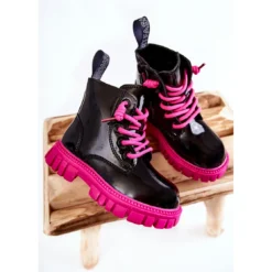 PA1 Bottes Chaudes Heidi Noires Et Roses Laquées Le Noir -Lumière Écarlate Bottes pa1 bottes chaudes heidi noires et roses laquees le noir 3 2000x2000 1