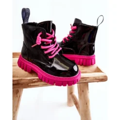 PA1 Bottes Chaudes Heidi Noires Et Roses Laquées Le Noir -Lumière Écarlate Bottes pa1 bottes chaudes heidi noires et roses laquees le noir 4 2000x2000 1