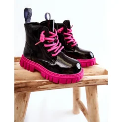 PA1 Bottes Chaudes Heidi Noires Et Roses Laquées Le Noir -Lumière Écarlate Bottes pa1 bottes chaudes heidi noires et roses laquees le noir 5 2000x2000 1