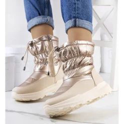 PA1 Bottes De Neige Dorées à Revers Houle Beige D'or