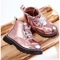 PA1 Bottes En Cuir Chaudes Pour Enfants Dottie Rose -Lumière Écarlate Bottes pa1 bottes en cuir chaudes pour enfants dottie rose 3 2000x2000 1