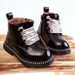 PA1 Bottes Enfant En Cuir Chaud Noir Dottie Le Noir -Lumière Écarlate Bottes pa1 bottes enfant en cuir chaud noir dottie le noir 3 2000x2000 1