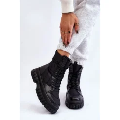 PA1 Bottes Pour Femmes à Lacets Chauffants Noir Ariadna Le Noir