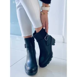 PA1 Carter Bottes Noires à Talons Larges Le Noir