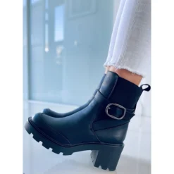 PA1 Carter Bottes Noires à Talons Larges Le Noir -Lumière Écarlate Bottes pa1 carter bottes noires a talons larges le noir 3 2000x2000 1