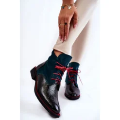 PA2 Bottes Cheyenne En Cuir Vert Et Noir Le Noir