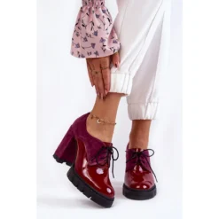 PA2 Bottes Laquées En Daim à La Mode Sur La Plate-forme Bordeaux Carisa Rouge Multicolore Rose