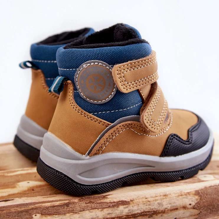 PE1 Bottes Chaudes Enfant Avec Velcro Titi Camel Brun Bleu 1 PE1 Bottes Chaudes Enfant Avec Velcro Titi Camel Brun Bleu