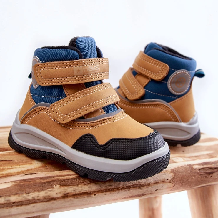 PE1 Bottes Chaudes Enfant Avec Velcro Titi Camel Brun Bleu 2 PE1 Bottes Chaudes Enfant Avec Velcro Titi Camel Brun Bleu – Image 2