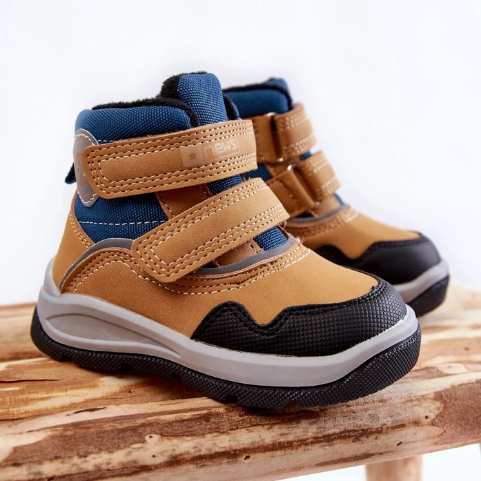 PE1 Bottes Chaudes Enfant Avec Velcro Titi Camel Brun Bleu 4 PE1 Bottes Chaudes Enfant Avec Velcro Titi Camel Brun Bleu – Image 4