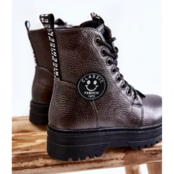 PE1 Bottes Chaudes Enfant Trappers Gris Foncé Conley Brun Argent -Lumière Écarlate Bottes pe1 bottes chaudes enfant trappers gris fonce conley brun argent 3 2000x2000 1