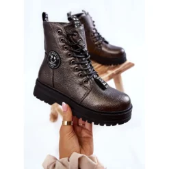 PE1 Bottes Chaudes Enfant Trappers Gris Foncé Conley Brun Argent -Lumière Écarlate Bottes pe1 bottes chaudes enfant trappers gris fonce conley brun argent 4 2000x2000 1