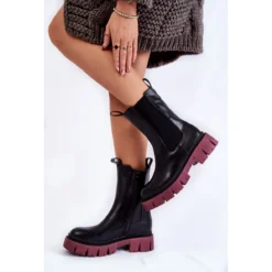 PE1 Bottes De Travail à Plateforme Pour Femmes Noir-Claret Aliana Le Noir -Lumière Écarlate Bottes pe1 bottes de travail a plateforme pour femmes noir claret aliana le noir 5 2000x2000 1