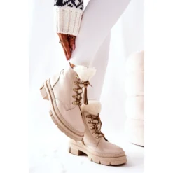 PF1 Bottes Chaudes En Cuir Beige Molissa