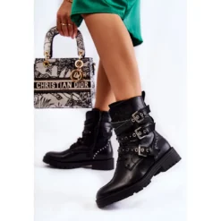 PG1 Bottes Chaudes Femme À Lanières Uni Noir Lambert Le Noir