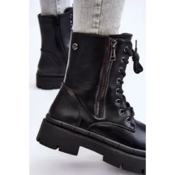 PG1 Bottes Trappeur à Lacets En Cuir Pour Femmes Noir Shanna Le Noir 10 PG1 Bottes Trappeur à Lacets En Cuir Pour Femmes Noir Shanna Le Noir -Lumière Écarlate Bottes pg1 bottes trappeur a lacets en cuir pour femmes noir shanna le noir 5 2000x2000 1