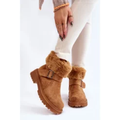 PG1 Camel Conquer Bottes Zippées En Daim Avec Fourrure Pour Femme Brun