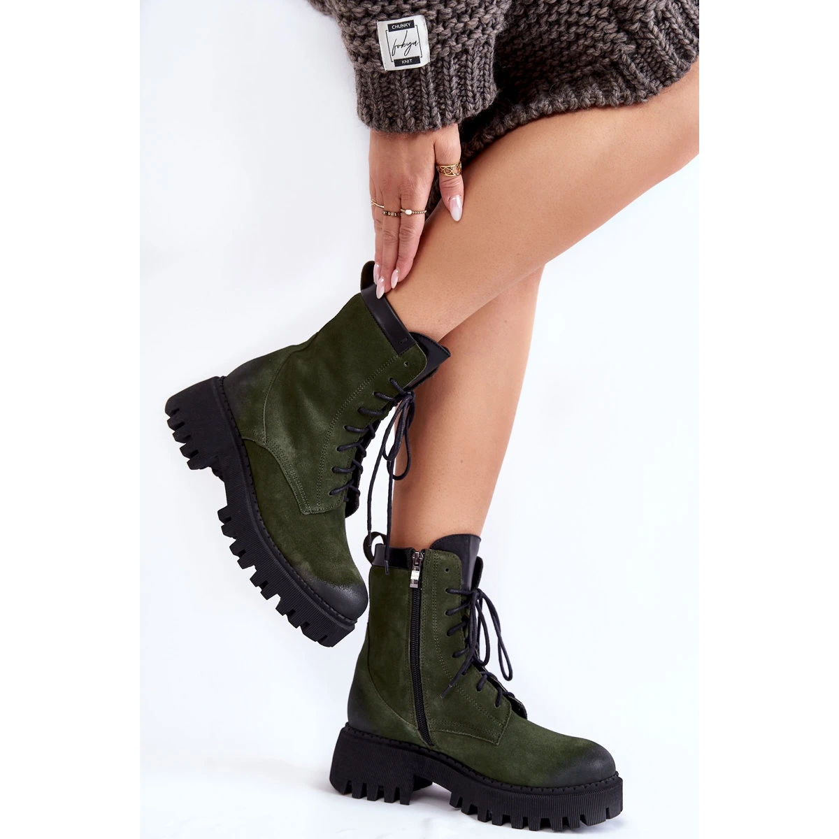 PL5 Bottes Chaudes En Daim Vert Classique Caima 3 PL5 Bottes Chaudes En Daim Vert Classique Caima – Image 3