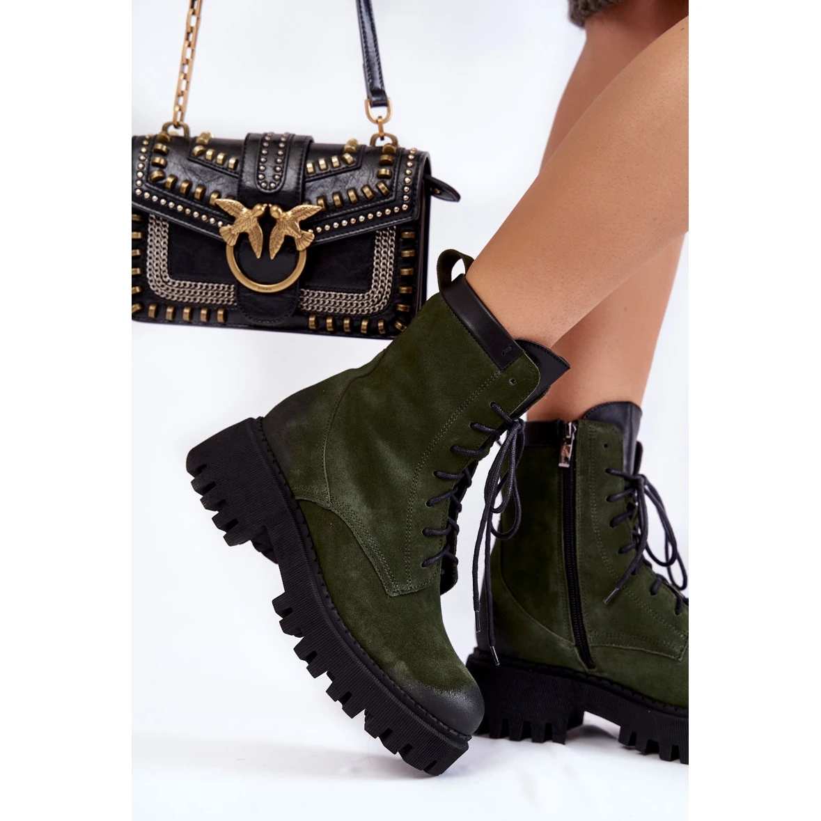 PL5 Bottes Chaudes En Daim Vert Classique Caima 5 PL5 Bottes Chaudes En Daim Vert Classique Caima – Image 5