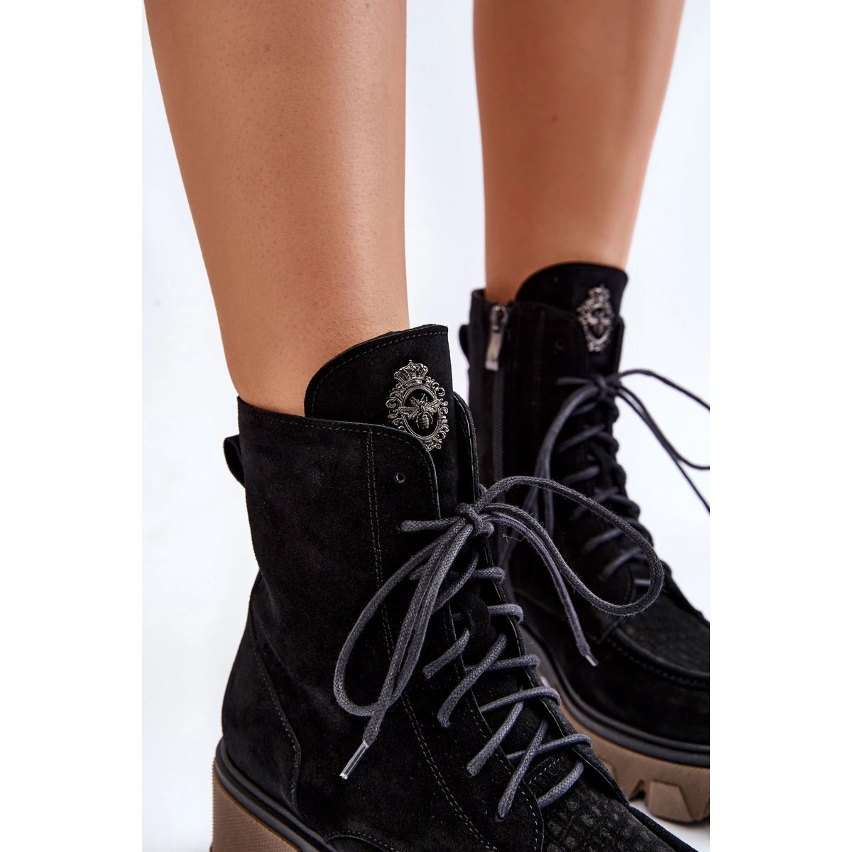 PL5 Bottes Trappeur Chaudes En Suède Pour Femmes Noir Rehin Le Noir 4 PL5 Bottes Trappeur Chaudes En Suède Pour Femmes Noir Rehin Le Noir – Image 4