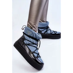 PM1 Bottes De Neige à Lacets à La Mode Pour Femmes Bleu Carrios -Lumière Écarlate Bottes pm1 bottes de neige a lacets a la mode pour femmes bleu carrios 3 2000x2000 1