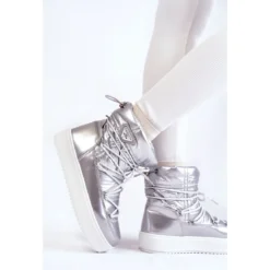 PM1 Bottes De Neige à Lacets à La Mode Pour Femmes En Argent Carrios -Lumière Écarlate Bottes pm1 bottes de neige a lacets a la mode pour femmes en argent carrios 3 2000x2000 1