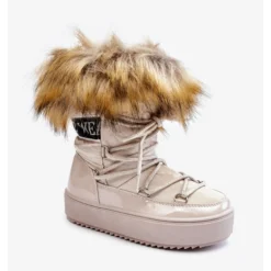 PM1 Bottes De Neige Isolées À Lacets Enfant Beige Colioris Brun