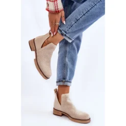 PS1 Bottes Talons Plats Ajourés Suède Angie Beige -Lumière Écarlate Bottes ps1 bottes talons plats ajoures suede angie beige 4 2000x2000 1