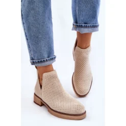 PS1 Bottes Talons Plats Ajourés Suède Angie Beige -Lumière Écarlate Bottes ps1 bottes talons plats ajoures suede angie beige 5 2000x2000 1