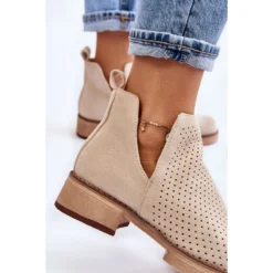 PS1 Bottes Talons Plats Ajourés Suède Angie Beige -Lumière Écarlate Bottes ps1 bottes talons plats ajoures suede angie beige 6 2000x2000 1