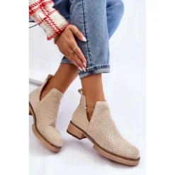 PS1 Bottes Talons Plats Ajourés Suède Angie Beige -Lumière Écarlate Bottes ps1 bottes talons plats ajoures suede angie beige 8 2000x2000 1