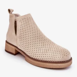 PS1 Bottes Talons Plats Ajourés Suède Angie Beige -Lumière Écarlate Bottes ps1 bottes talons plats ajoures suede angie beige 9 2000x2000 1