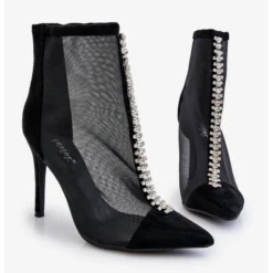 PS2 Bottes à Talons Hauts Pour Femmes à La Mode Avec Maille Noire Rummi