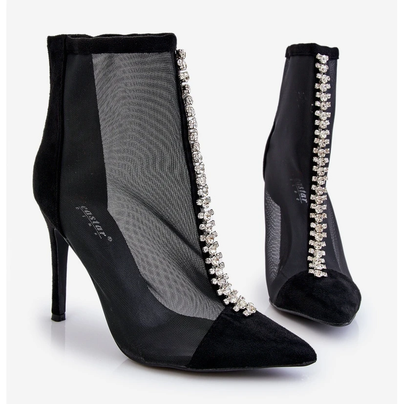 PS2 Bottes à Talons Hauts Pour Femmes à La Mode Avec Maille Noire Rummi 1 PS2 Bottes à Talons Hauts Pour Femmes à La Mode Avec Maille Noire Rummi