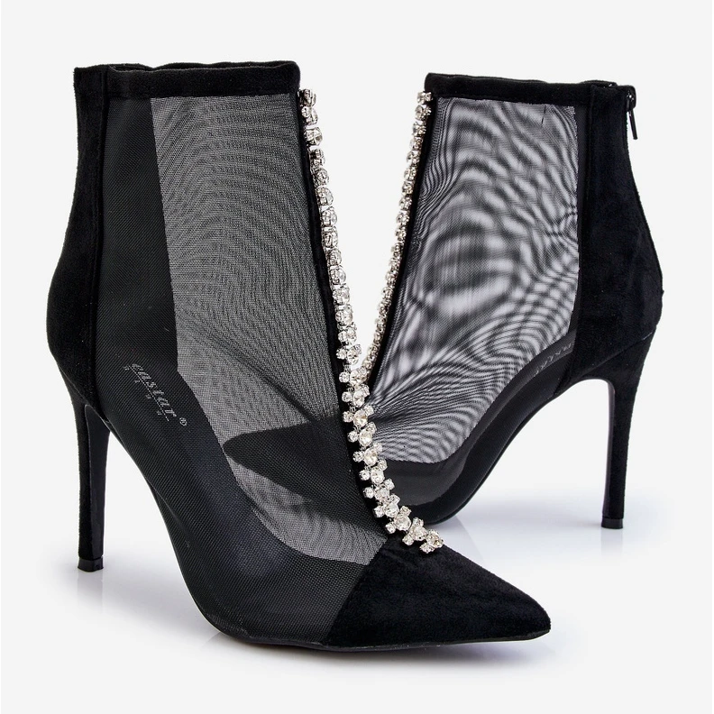 PS2 Bottes à Talons Hauts Pour Femmes à La Mode Avec Maille Noire Rummi 2 PS2 Bottes à Talons Hauts Pour Femmes à La Mode Avec Maille Noire Rummi – Image 2