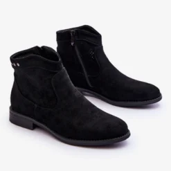 S.Barski Bottes à Talon Plat En Daim Pour Femmes Black Liana Le Noir -Lumière Écarlate Bottes s barski bottes a talon plat en daim pour femmes black liana le noir 8 2000x2000 1