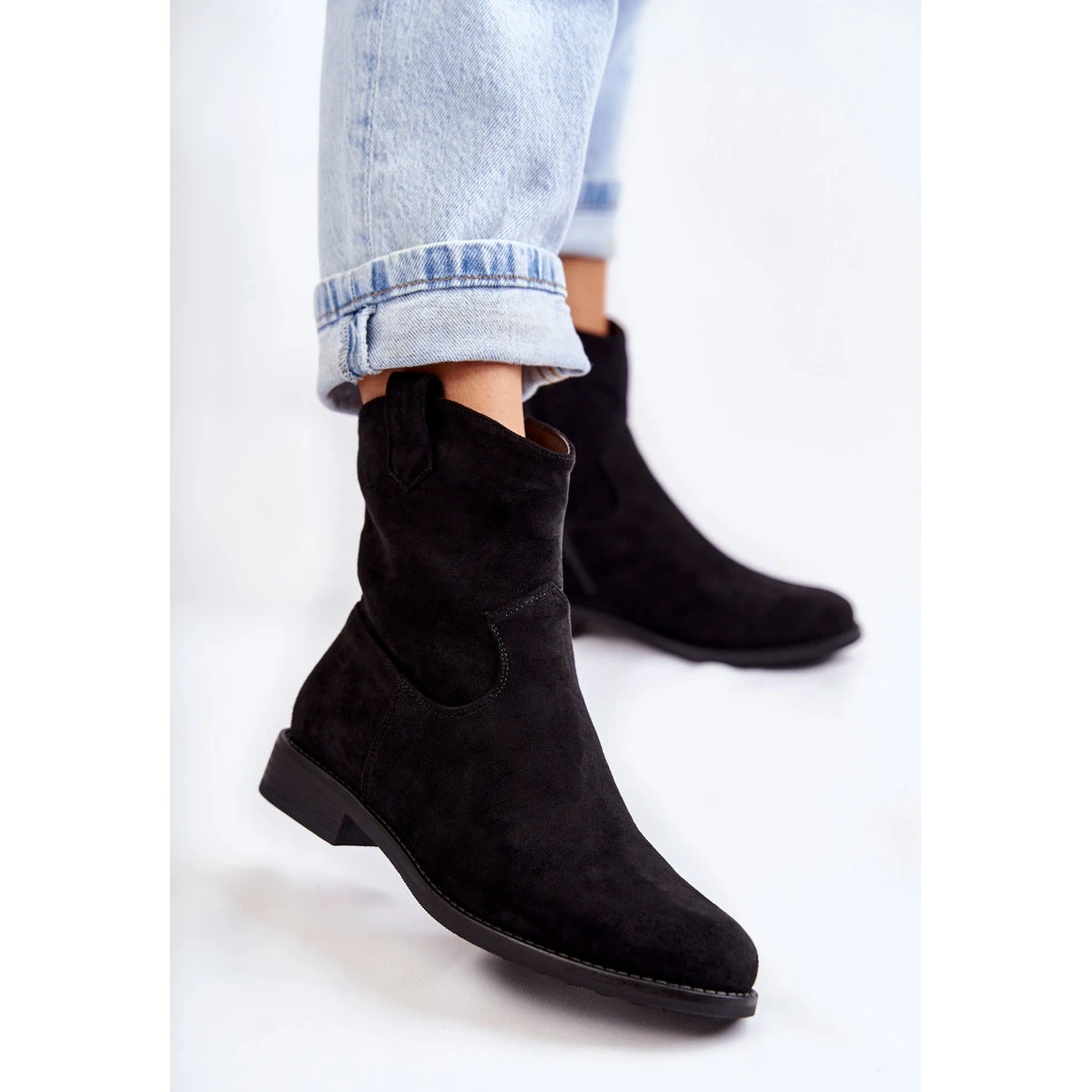 S.Barski Bottes à Talon Plat En Daim Pour Femmes Noir Fiorenz Le Noir 1 S.Barski Bottes à Talon Plat En Daim Pour Femmes Noir Fiorenz Le Noir